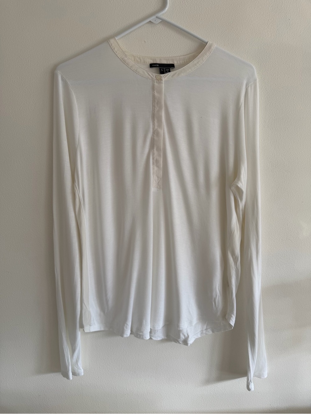 Vince White Long-Sleeve Henley Shirt